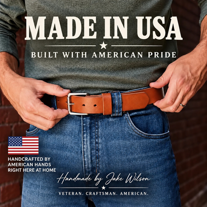 🔥Handmade Full-Grain Buffalo Leather Belt – Classic Style, Everyday Durability