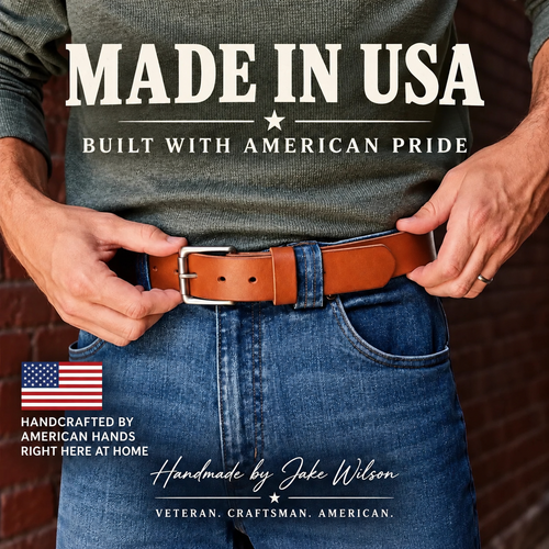 🔥Handmade Full-Grain Buffalo Leather Belt – Classic Style, Everyday Durability
