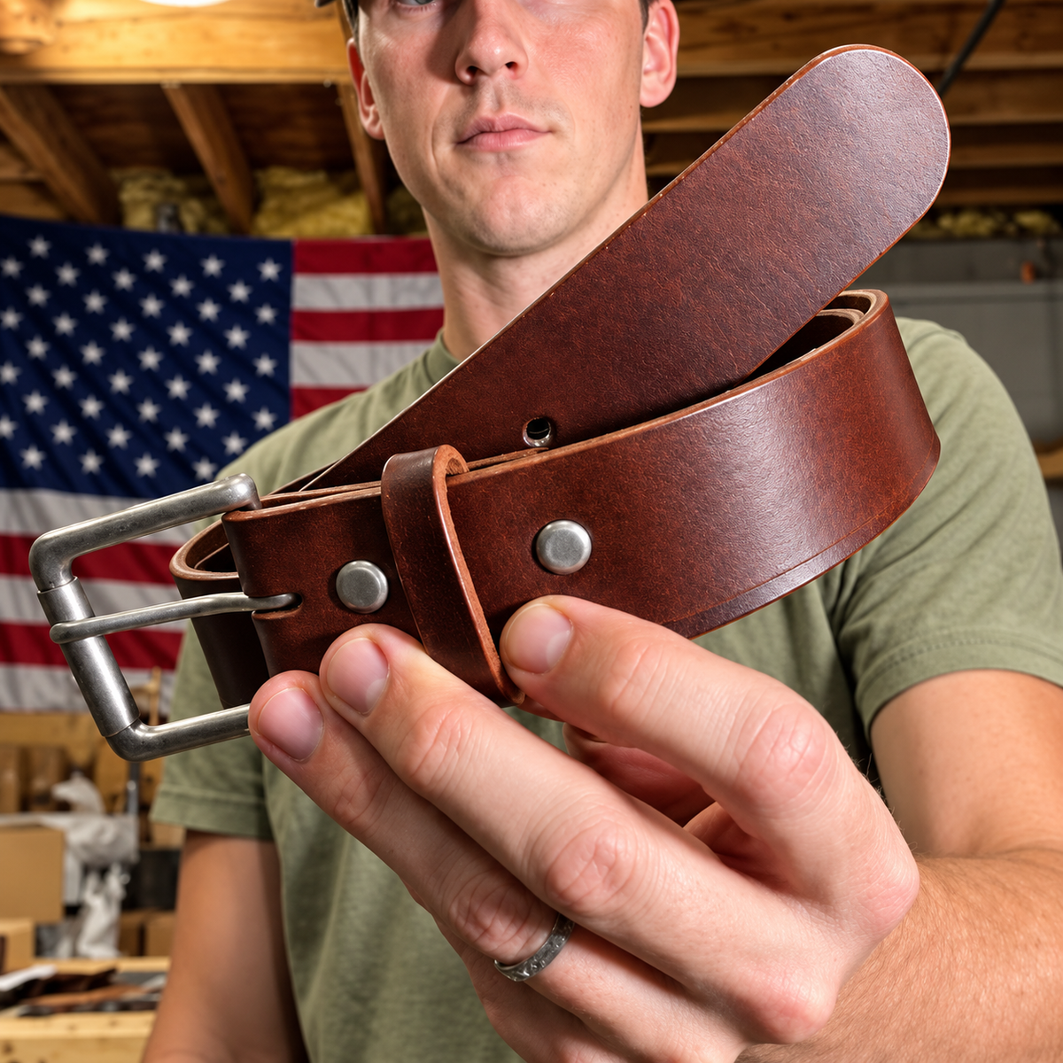 🔥Handmade Full-Grain Buffalo Leather Belt – Classic Style, Everyday Durability