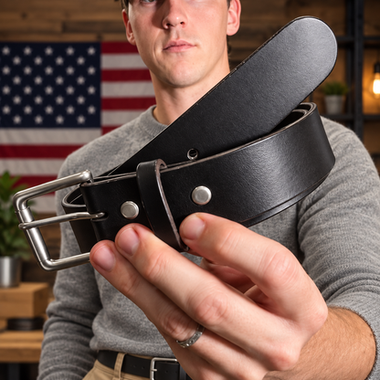 🔥Handmade Full-Grain Buffalo Leather Belt – Classic Style, Everyday Durability