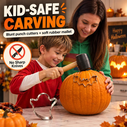 🎃 Halloween Pumpkin Carving Hammer & Shape Cutter Kit