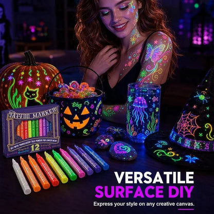 ✨ 12-Color UV Glow Tattoo Pens – Neon Body Art for Parties & Festivals