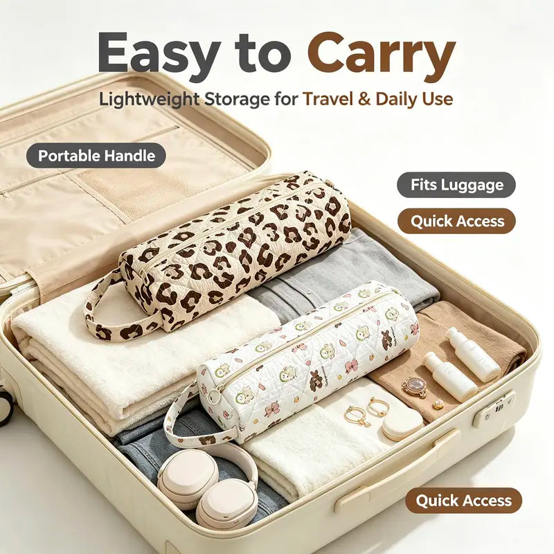 💄 Quilted Large-Capacity Travel Makeup & Toiletry Bag – Stylish, Spacious & Easy to Carry 👜