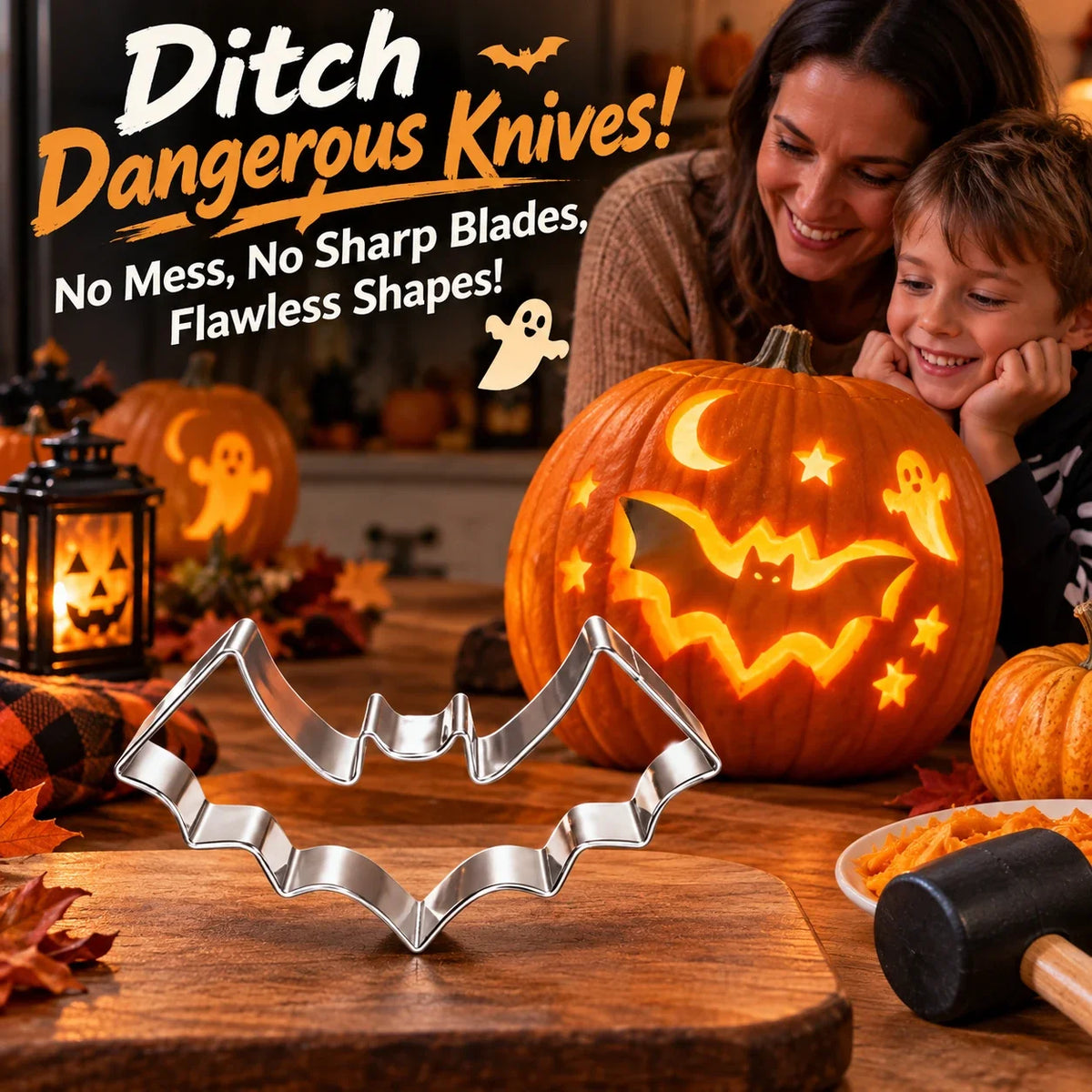 🎃 Halloween Pumpkin Carving Hammer & Shape Cutter Kit