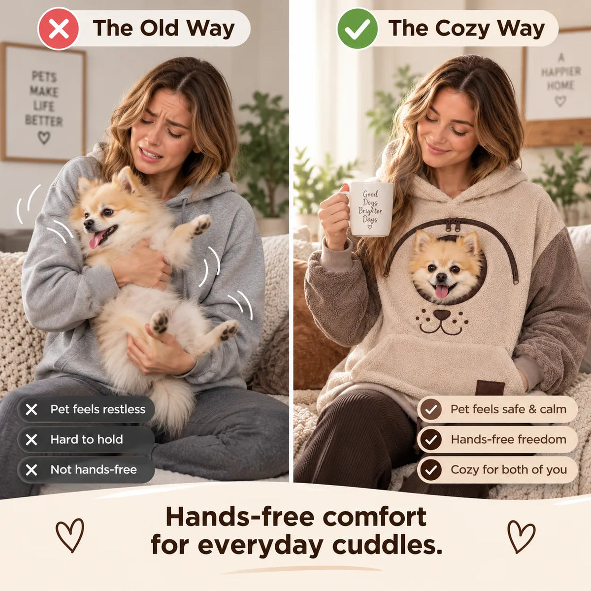 ⏰LAST DAY 50% OFF 🐾 Cozy Pet Carrier Hoodie — Built-In Pouch for Cats & Small Dogs
