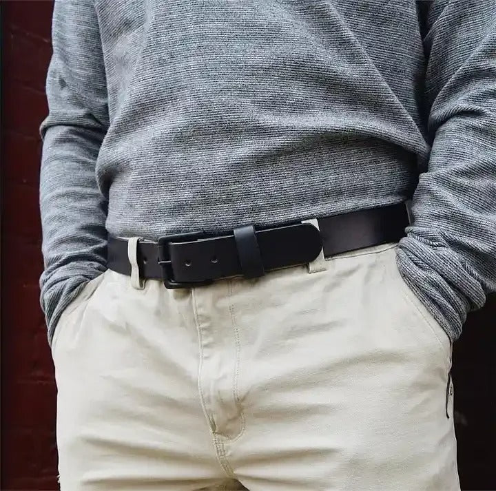 Black leather belt